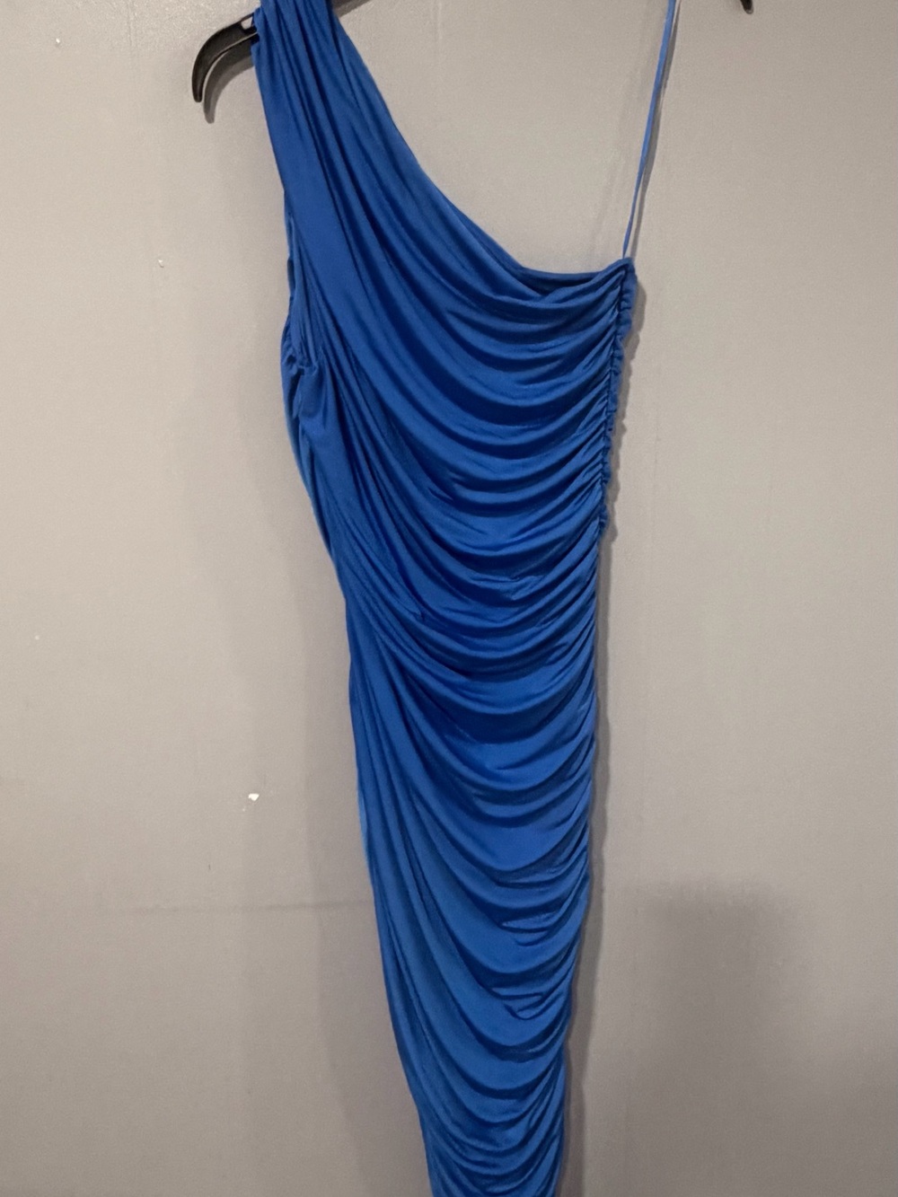 Express One-Shoulder Ruched Bodycon Dress - Blue - Picture 2 of 7